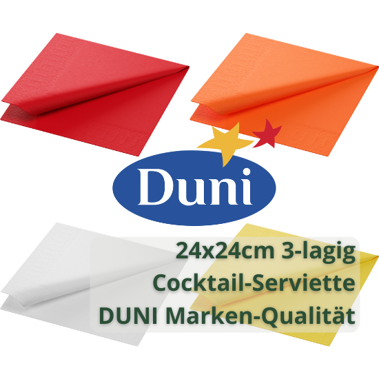 Duni Cocktail-Servietten 3-lagig Uni Weiß – 24 X 24 Cm Für Partys & Events